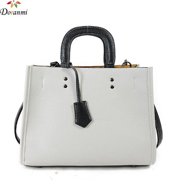 

doranmi solid leather handbag women's bag 2020 fashion square handle totes bag female large capacity shoulder cbb091