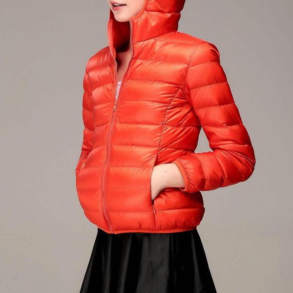 

s-5xl winter warm women down jackets lightweight zipper windbreaker long sleeve slim jacket womens stylist coat warm white duck down outwear, Black