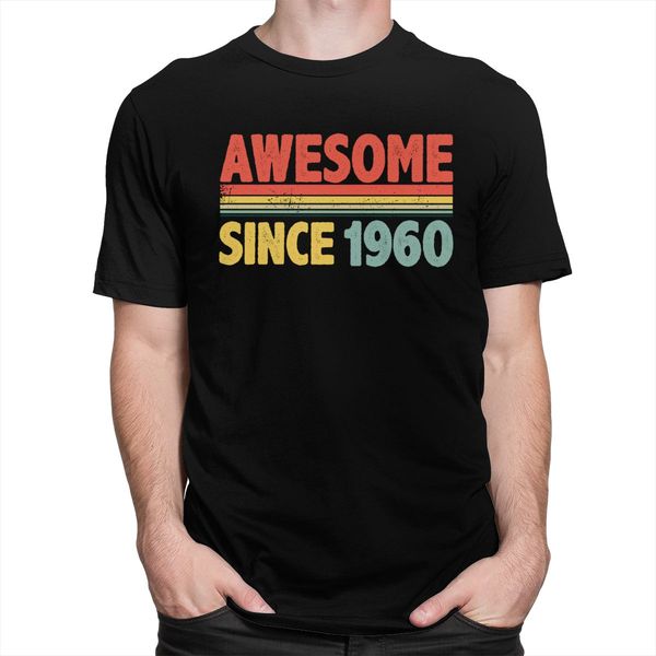 

sport awesome since 1960 t-shirt men short sleeve pure cotton 60 years old tshirt retro style casual 60th birthday gift tee clothing