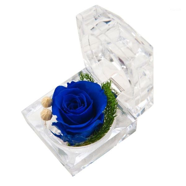 

everlasting flower red rose propose ring storage box jewelry display case valentine's day birthday party gift box decor1