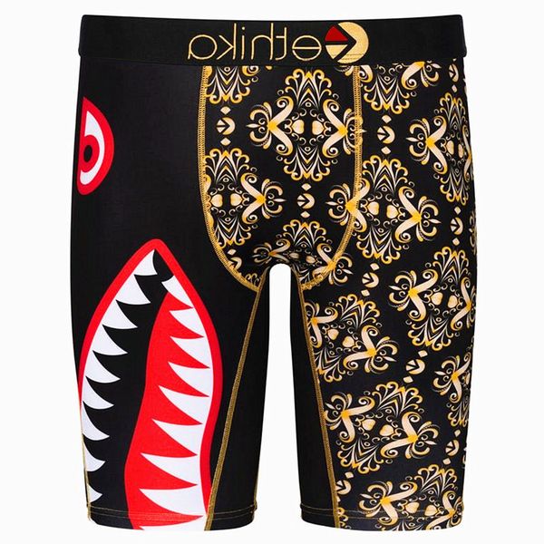 

new fashion underpants men ethika boxers camouflage shark designer tight panties male ice silk boxer long shorts sport man