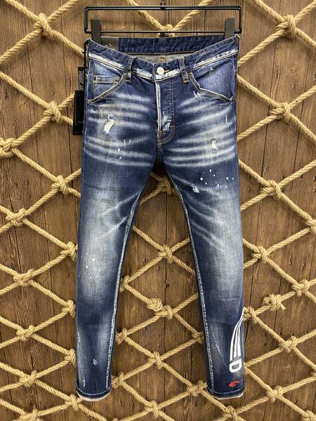 

2021 new brand of fashionable european and american mens casual jeans highgrade washing pure hand grinding quality optimization la97190, Blue