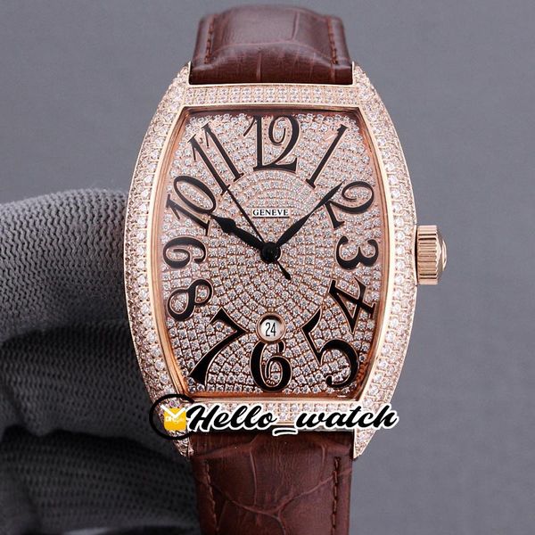 

new men's collection cintree curvex 8880 ch gypsophila dial automatic mens watch rose gold diamond case brown leatherwatches hello_watc, Slivery;brown