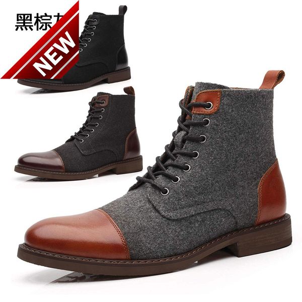 

hpiopl new high martin imitation wool tide boots autumn and winter men's, Black