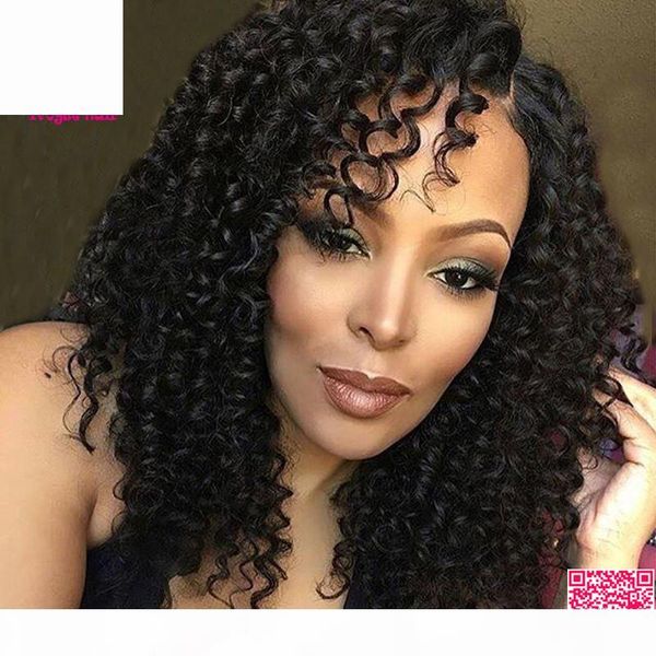 

bouncy curly u part human hair wigs brazilian hair unprocessed hair upart wig left side part 1"x4" u opening for black women, Black;brown