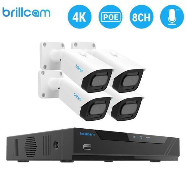 

systems brillcam h.265 8ch 8mp hd poe security camera system nvr kit audio ip ai ir outdoor waterproof video surveillance1