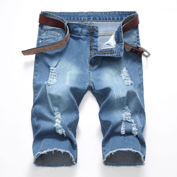 

denim split fold shorts 2021 new jeans men's fashion1, Blue