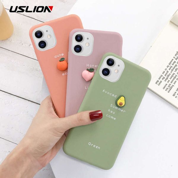 

uslion-iphone 3d silicone shell, soft shell, avocado letter, caramel color, suitable for vip 11 pro, xs, max, xr, x, 7, 6, 6s, 8 plus4fre