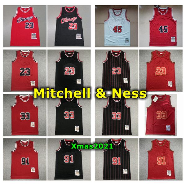 

vintage mens chicagoan mitchell & ness swingman jersey 23 45 michael 33 scottie pippen 91 dennis rodman stitched retro basketball jersey, Black;red
