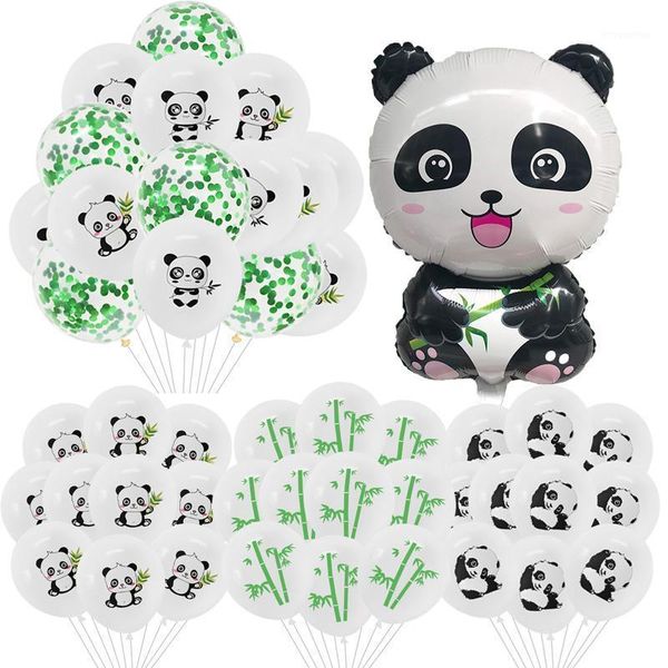 

cute cartoon panda printed latex balloon panda theme party decor green confetti balloon kid birthday baby shower foil globos1