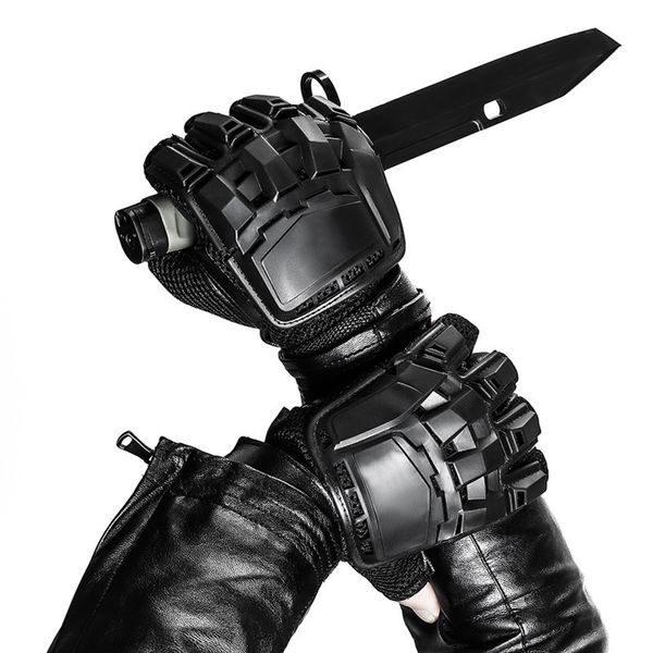 

tactical gloves men military army training gloves outdoor combat airsoft paintball climbing shooting half finger gloves for men y200110, Blue;gray