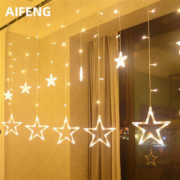 

christmas decoracion 110v 220v five pointed star curtain light can be connected in series led lights room decoration swy bbyeyg lg2010