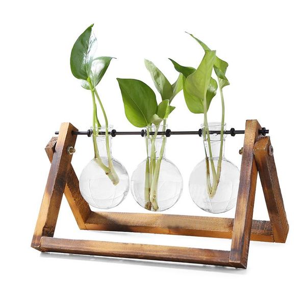 

стеклянная древесная ваза для вазы terrarium стол настольный гидропонический завод бонсай цветочный горшок висит горшки с деревянным подносо