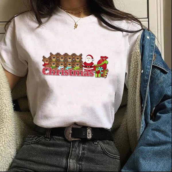 

women print holiday reindeer santa clause christmas ladies graphic female womens tees lady t shirt t shirt t shirts, White
