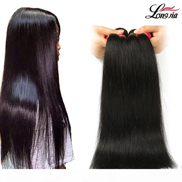 

peruvian straight hair weave 100% unprocessed straight virgin human hair 3 4 bundles straight human hair extensions natural color, Black