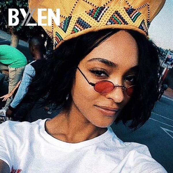 

sunglasses small oval women metal frame vintage brand designer round sun glasses for womens black red lens shades uv400, White;black