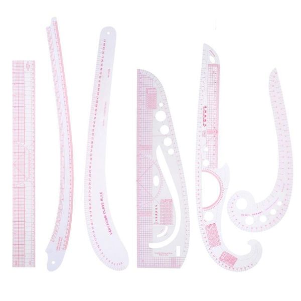 

6pcs multi-function metric curve cutting rulers sleeve clothing yardstick tailor rulers sewing tools patchwork, Black