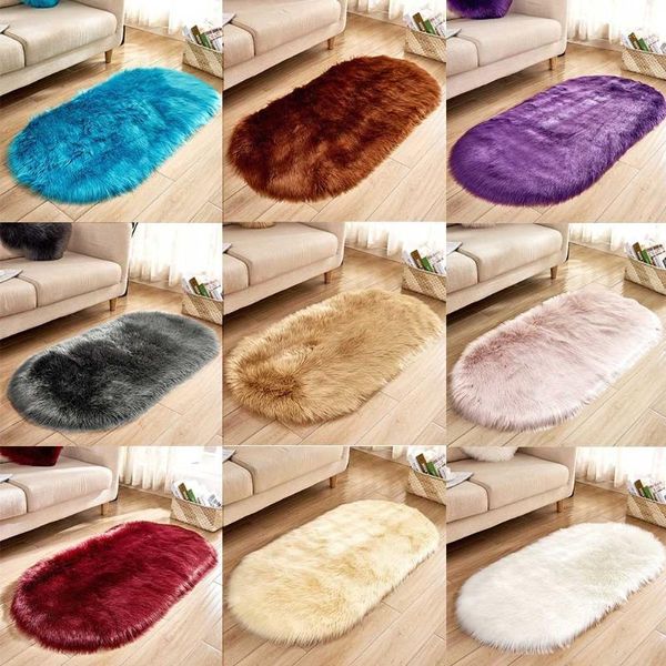 

carpets bedroom mat seat pad soft rug chair cover artificial sheepskin wool warm hairy carpet mats decoration1