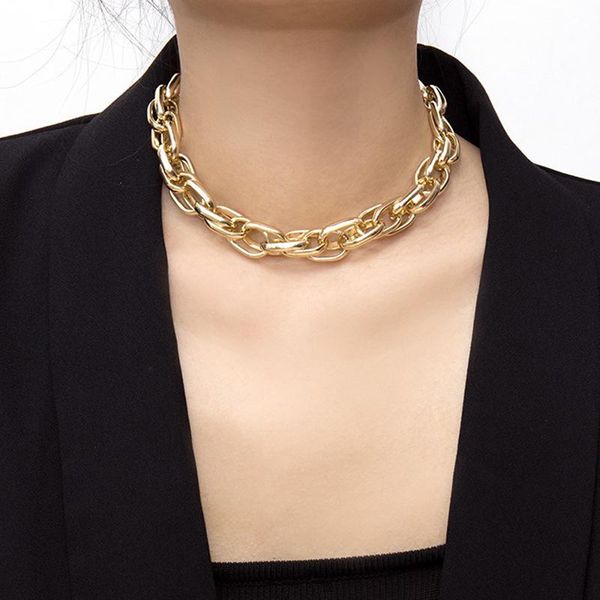 

new fashion exaggerated cuban thick chain choker necklaces for women jewelry personalize statement collier female acc, Golden;silver