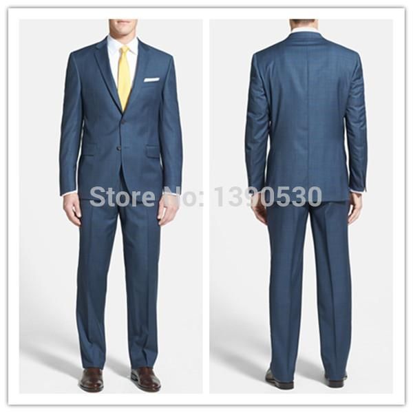 

selling 100% wool blue two buttons notch lapel two pieces( jacket+black ) plus size clothing mens, White;black