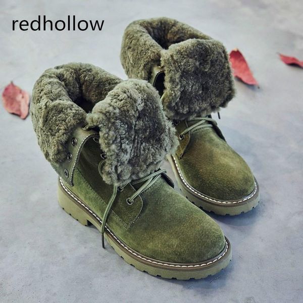 

women ankle boots genuine leather martin boots fashion shoes woman snow autumn winter plush fur warm mujer bota feminina, Black