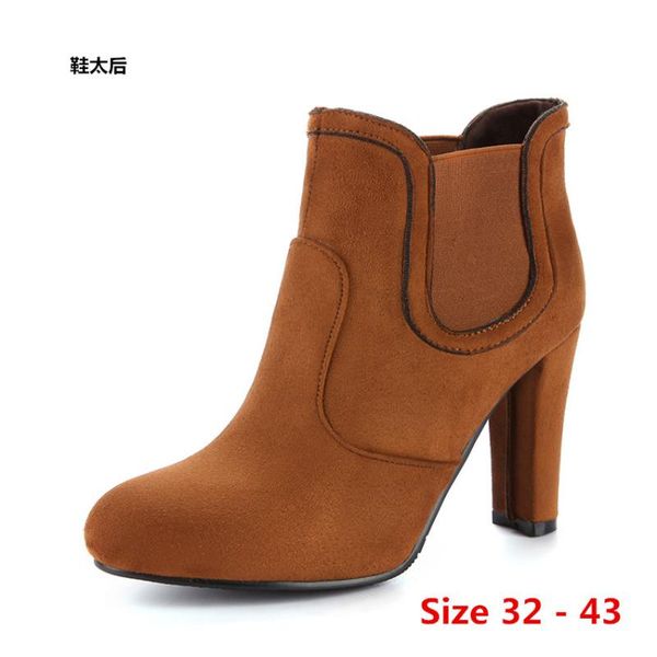 

winter spring autumn high heel ankle boots women short boots woman martin shoes botas muje small big size 32 - 43, Black