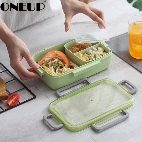 

oneup микроволновая печь lunch box контейнеры с отсеками дети bento box герметичный контейнер еды школа закуска для пикника sqcvvi pp2006
