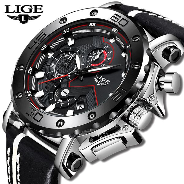 

new fashion watch men lige brand sport watches mens quartz clock man casual military waterproof wristwatch relogio masculino t200113, Slivery;brown