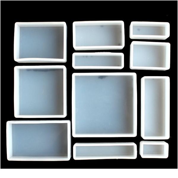 

11 style rectangular transparent sile mould for diy sile molds epoxy resin molds for bbyqde, Black