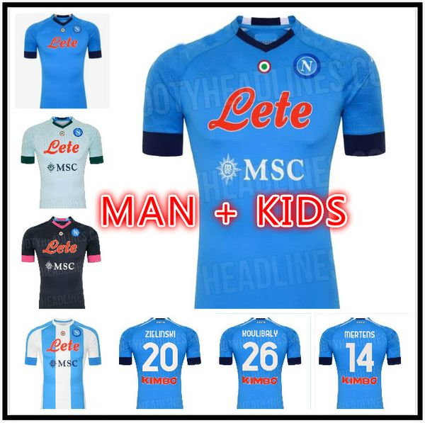 

men kids 2020 2021 napoli home soccer jerseys naples h.lozano away third football jersey 20 21 hamsik insigne player mertens shirt, Black;yellow