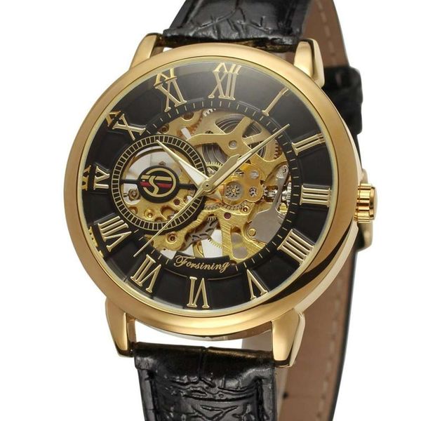 

hollow semi forsing men's watch full automatic mechanical watch men's watch, Slivery;brown