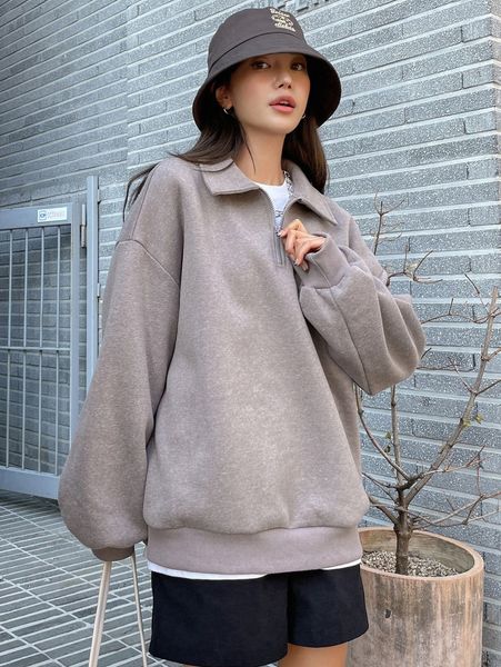 

dazy drop shoulder polo neck pullover without tee r5fz#, White;black