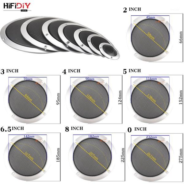 

silvery 2 3 4 5 6.5 8 10inch speaker net cover high-grade car home mesh enclosure speakers plastic frame metal iron wire grilles1