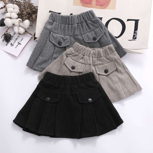 

half pleated autumn girls' winter 2020 new children's short skirt, Blue