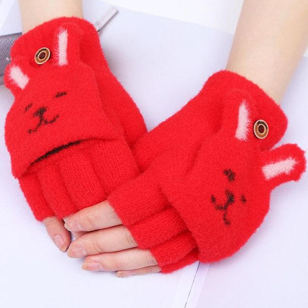 

student writing half-finger clamshell gloves plush cute cat' claw girls fingerless wool warm female winter, Blue;gray