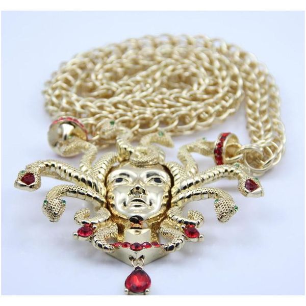 

retro nine snake head necklace female clavicle gold chain exaggeration big size charm wmtcfv new_dhbest, Silver