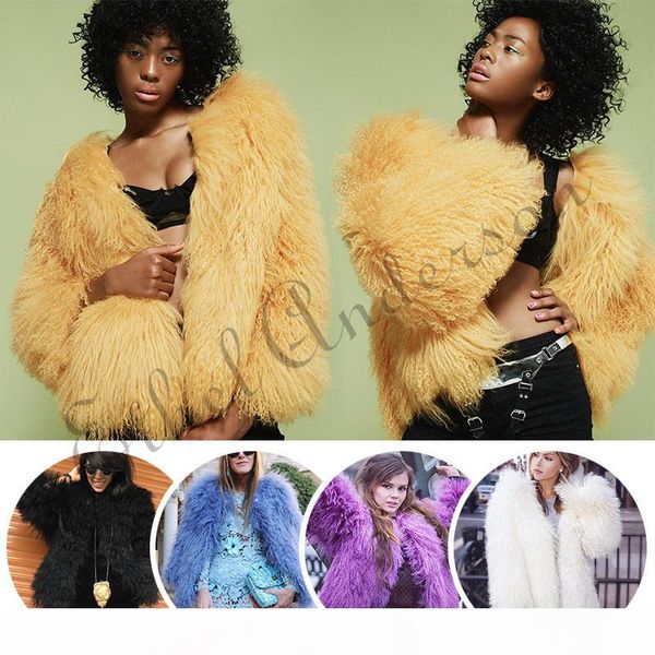 

ethel anderson women lamb fur coat tan sheep fur coats short whole skin jacket 50cm mongolia sheep midwaist length, Black