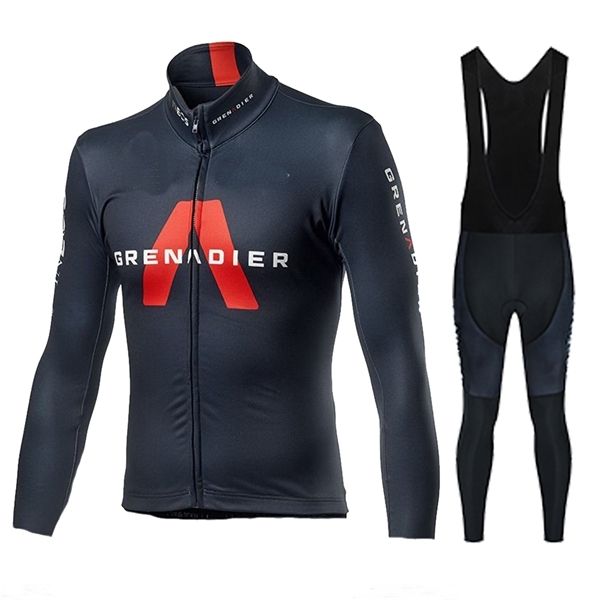 

2020 ineos grenadier cycling jersey set men pro team clothing long sleeve jacket suit race uniform winter thermal fleece uniform c0125, Gray