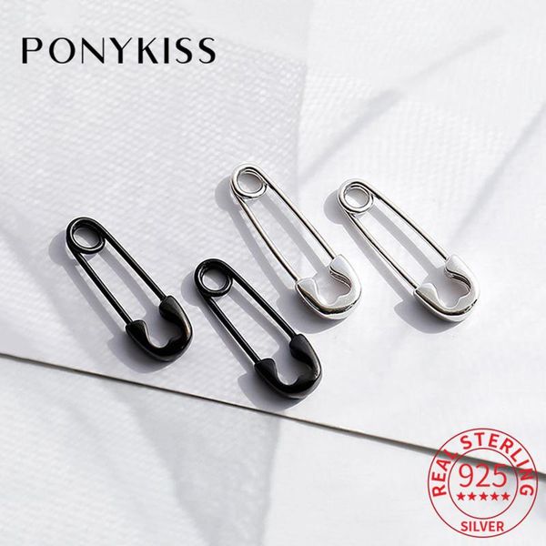 

ponykiss trendy 925 sterling silver color paper clip huggie hoop earrings for women party jewelry accessory wholesale gift, Golden;silver