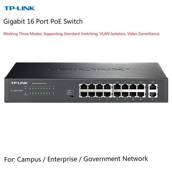 

network switches 2021 tp-link gigabit 16 port poe switch ip camera (tl-sg1218p)