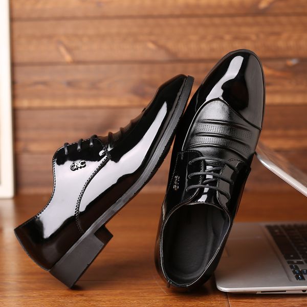 

мужская обувь формальной обувь мужской социальных обуви итальянской oxfords офис мужской обувь мода костюм кожа элегантные черная, Black