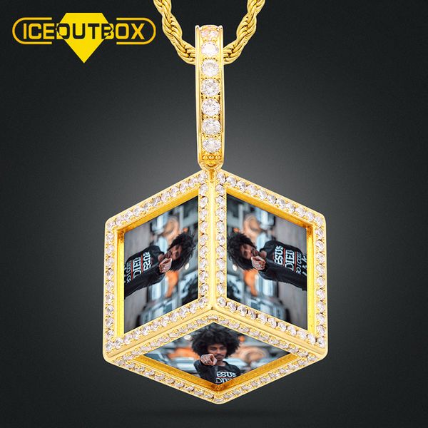 

personality design cube custom made pictures medallions pendant necklace for women men's hip hop jewelry custom 6 ps pendant 0927, Silver