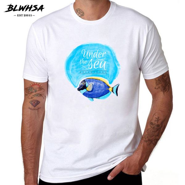 

blwhsa under the sea fish printed round neck tees casual men's clothing fitness summer style sport hooded sweatshirt hoodie men t shir