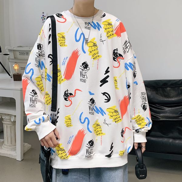 

2021 new autumn spring white impression hoodies for loose man hip hop punk pullover streetwear fashion clothes b2rj, Black