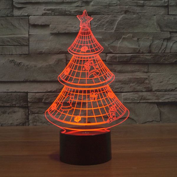 

2021 new christmas tree night light in door 7 color changing 3d building for bedroom promotional gifts bprl