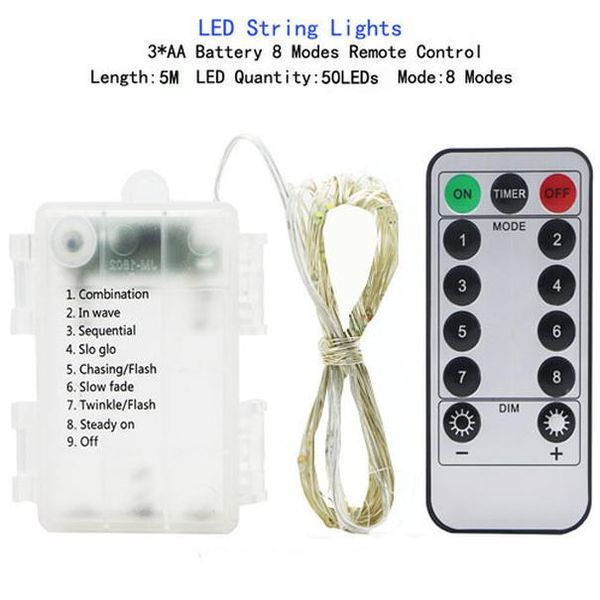 

8 режимы дистанционного управления привели гирляндой батарейках водонепроницаемый гирлянд открытый для венчания рождественской вечеринки укр