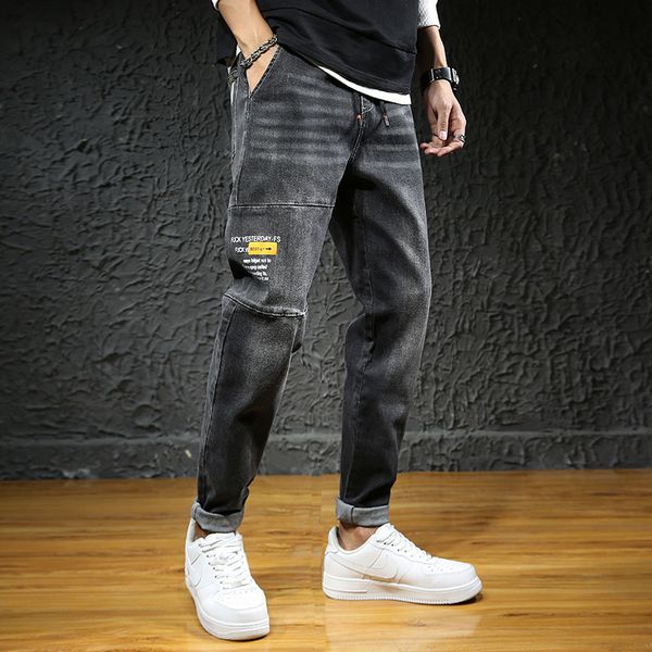 

autumn and winter new jeans men loose stretch harem plus size -7xl men's denim pants, Blue