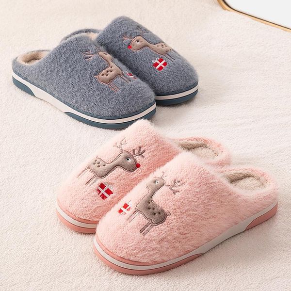 

sitaile woman slippers women shoes winter slippers home warm fur slip-on house slipper indoor floor shoes for couple anti-skid, Black