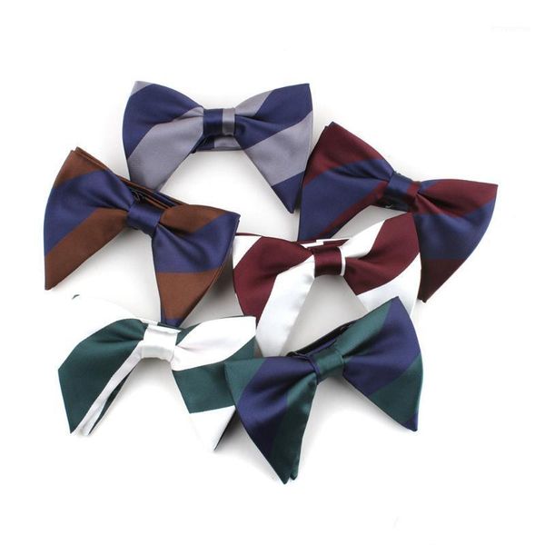 

new fashion men's big bow tie tuxedo polyester striped suit bowtie groom wedding gravatas shirt accessories1, Blue;purple