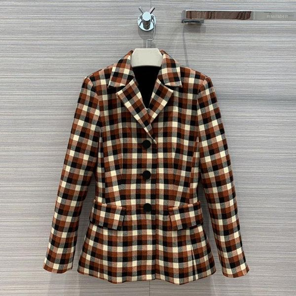 

wool coat blazer 2020 autumn women street british style color matching long sleeve notched slim wool suit blazers1, White;black